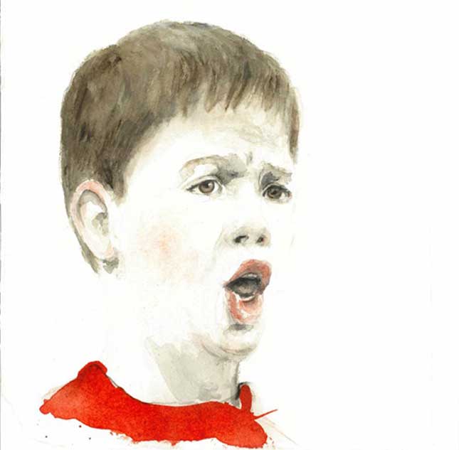 Zeichnung von Regine Kuschke - ein Chorknabe, Tusche auf Bütten