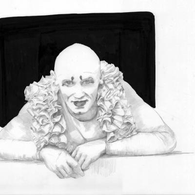 der Clown Zeichnung von Regine kuschke 2014
